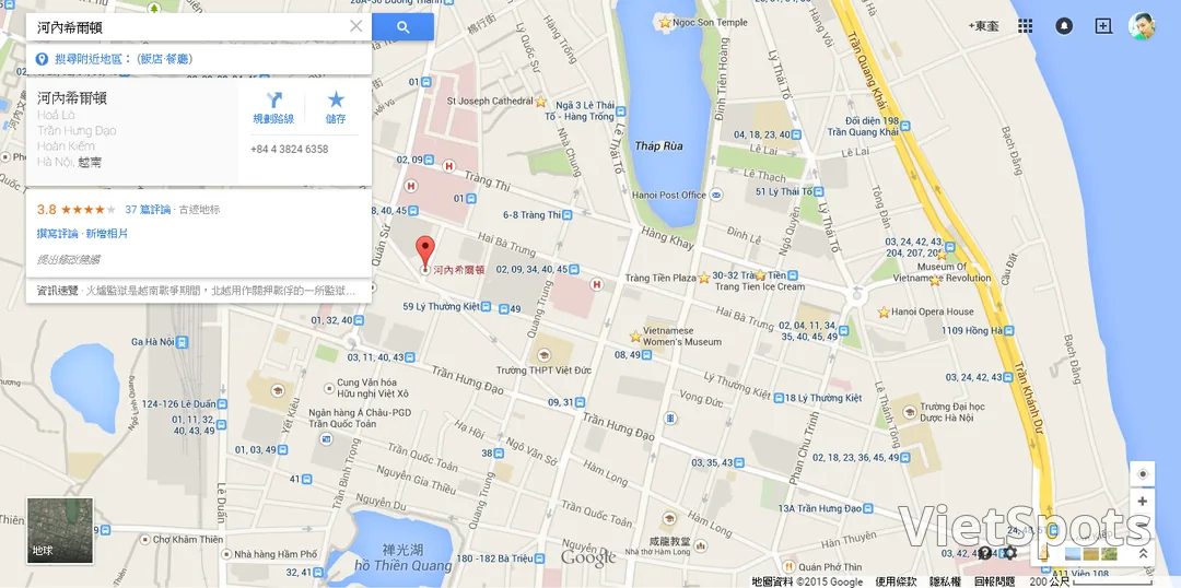 河內希爾頓地圖