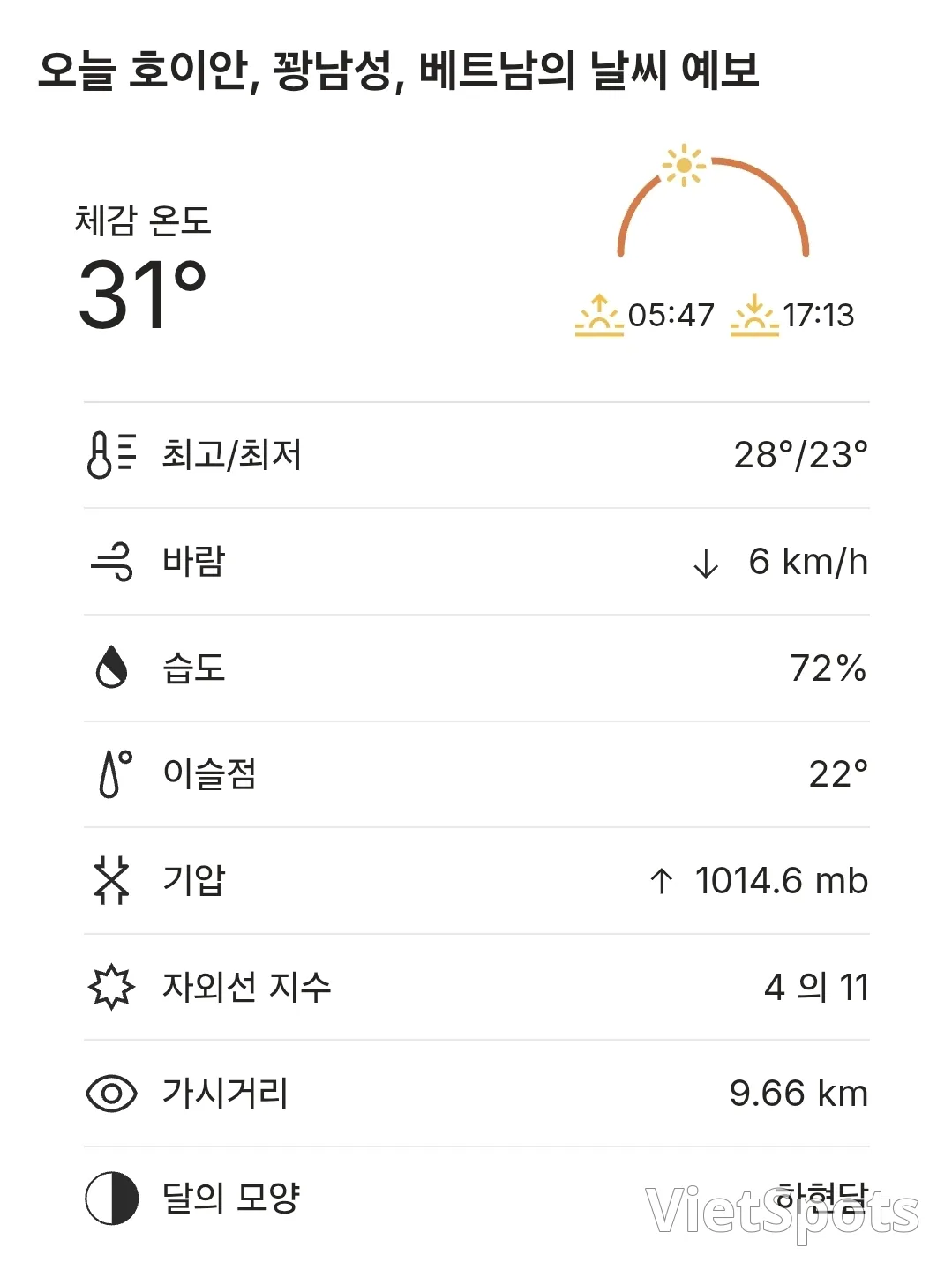 🌈今日会安天气 (251112)
