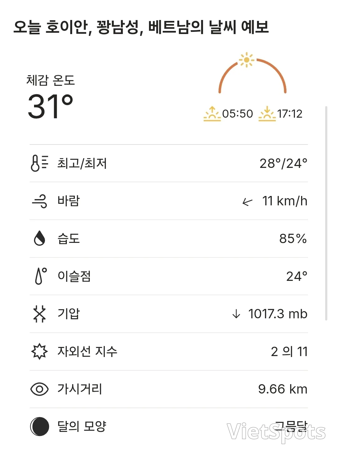 🌈今日會安天氣 (251117)