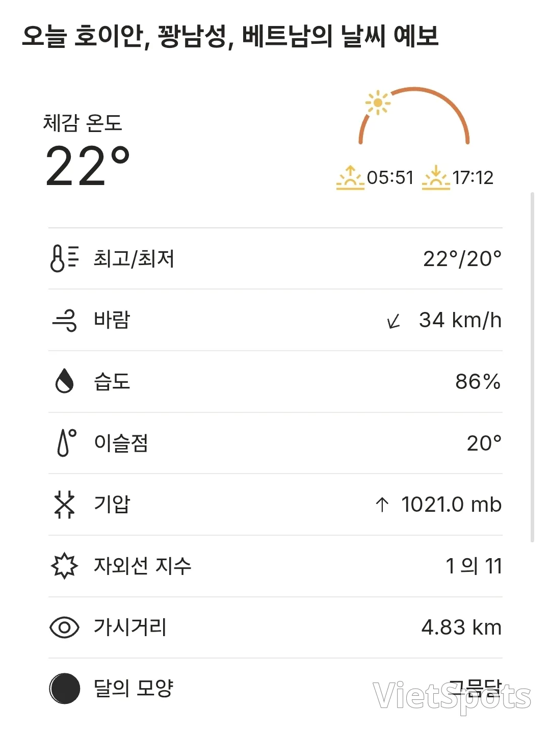 🌈今日會安天氣 (251119)