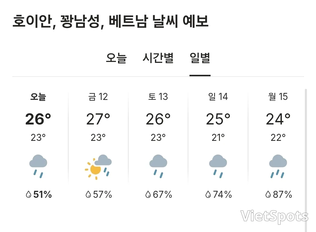 🌈오늘의 호이안 날씨 (251211)