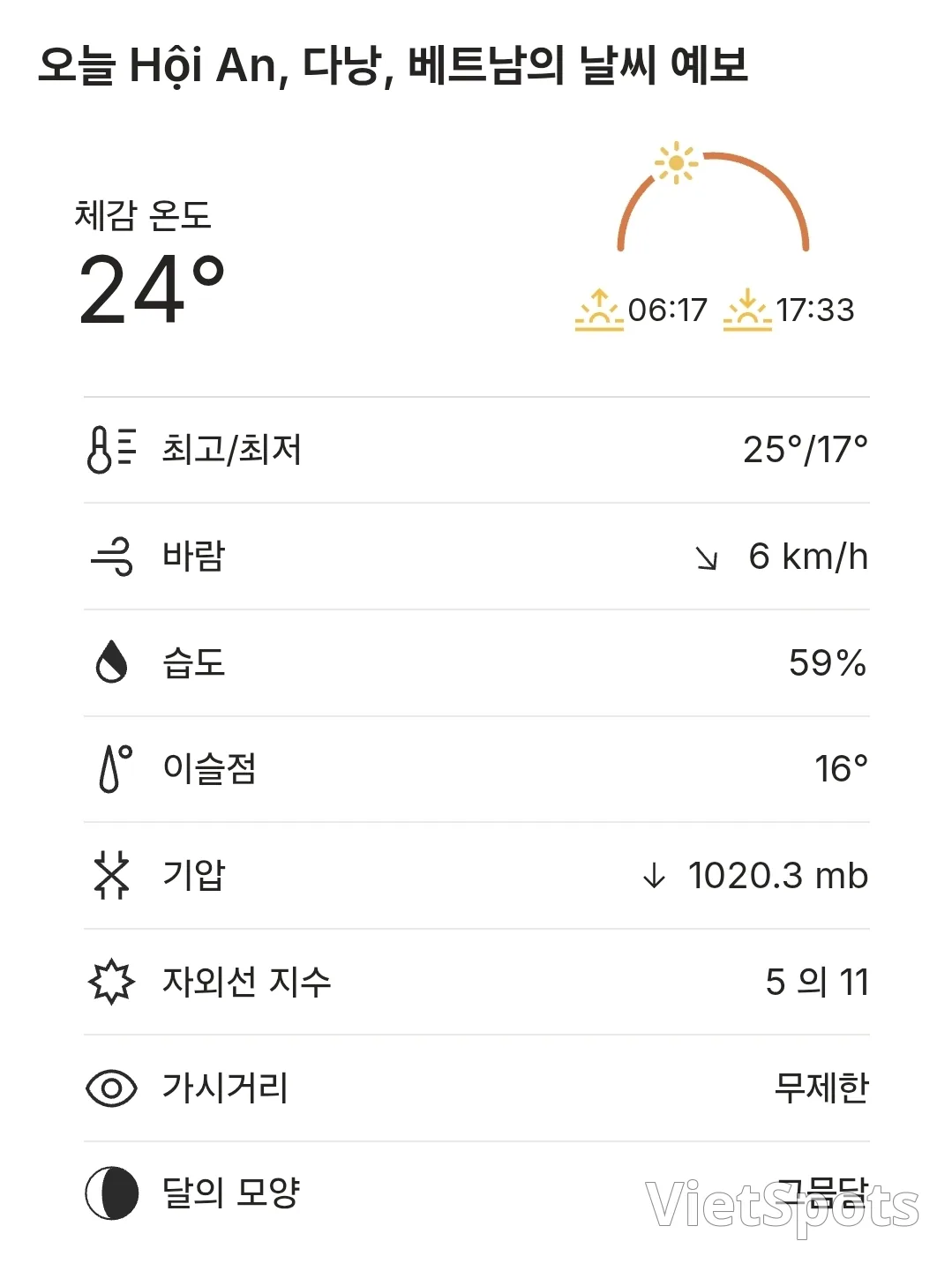 🌈今日會安天氣 (260113)