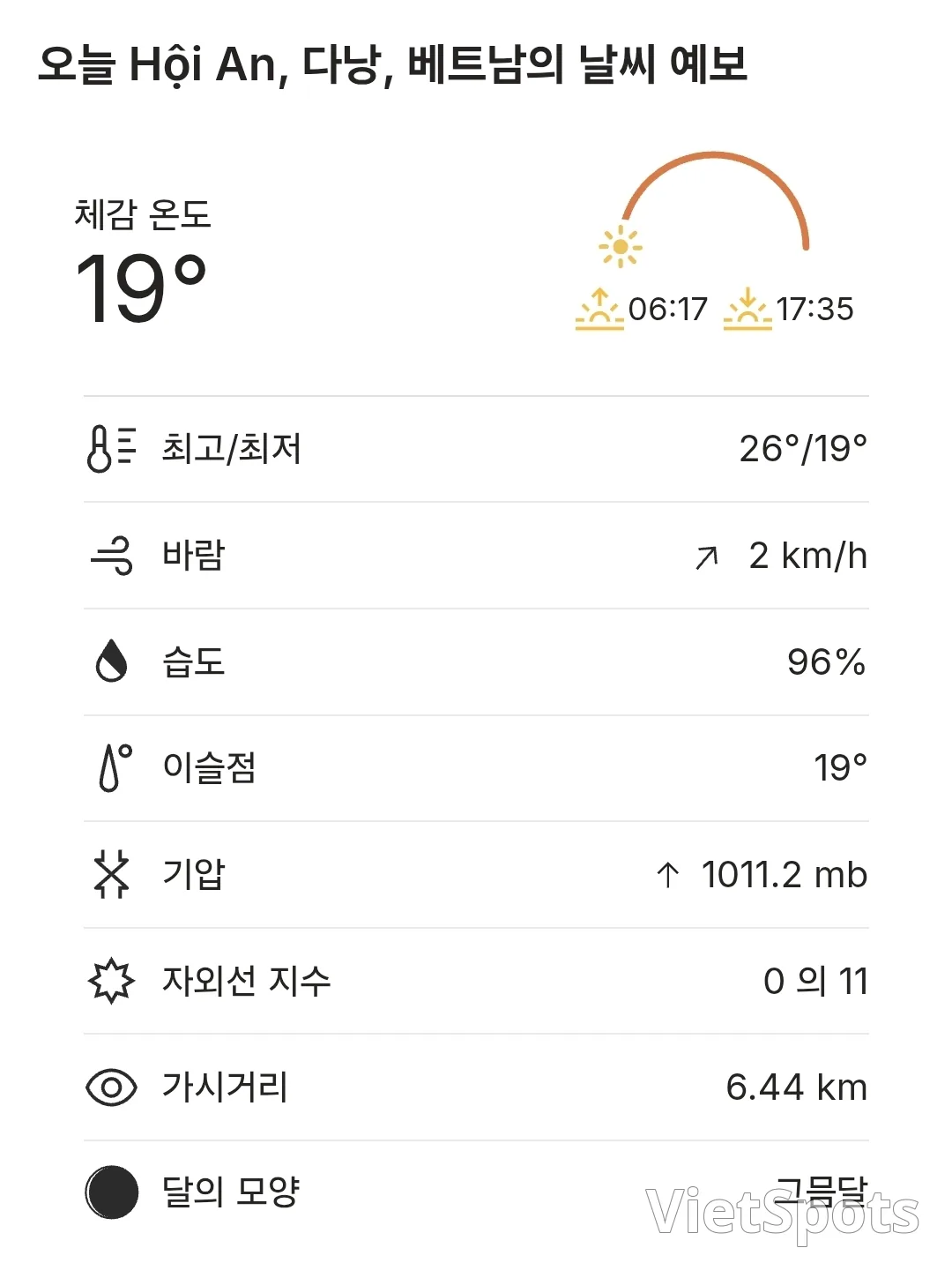 🌈今日会安天气 (260117)