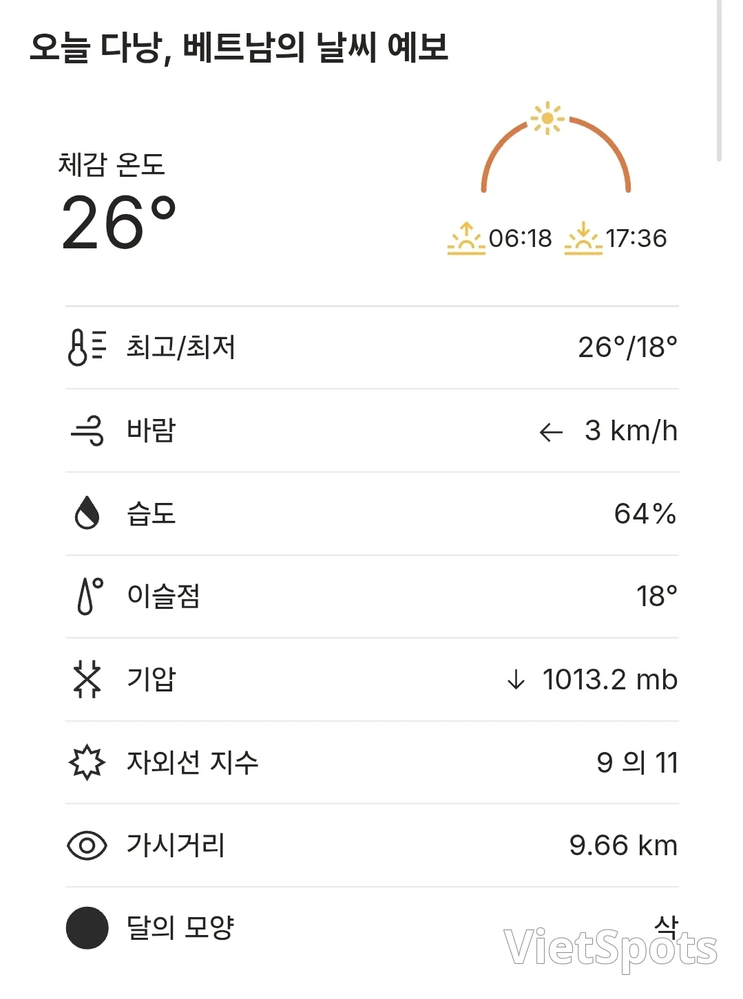 🌈今日岘港天气 (260118)