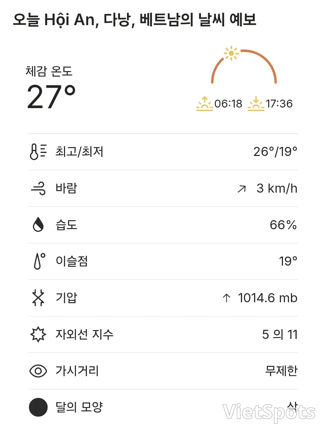 🌈今日会安天气 (260119)