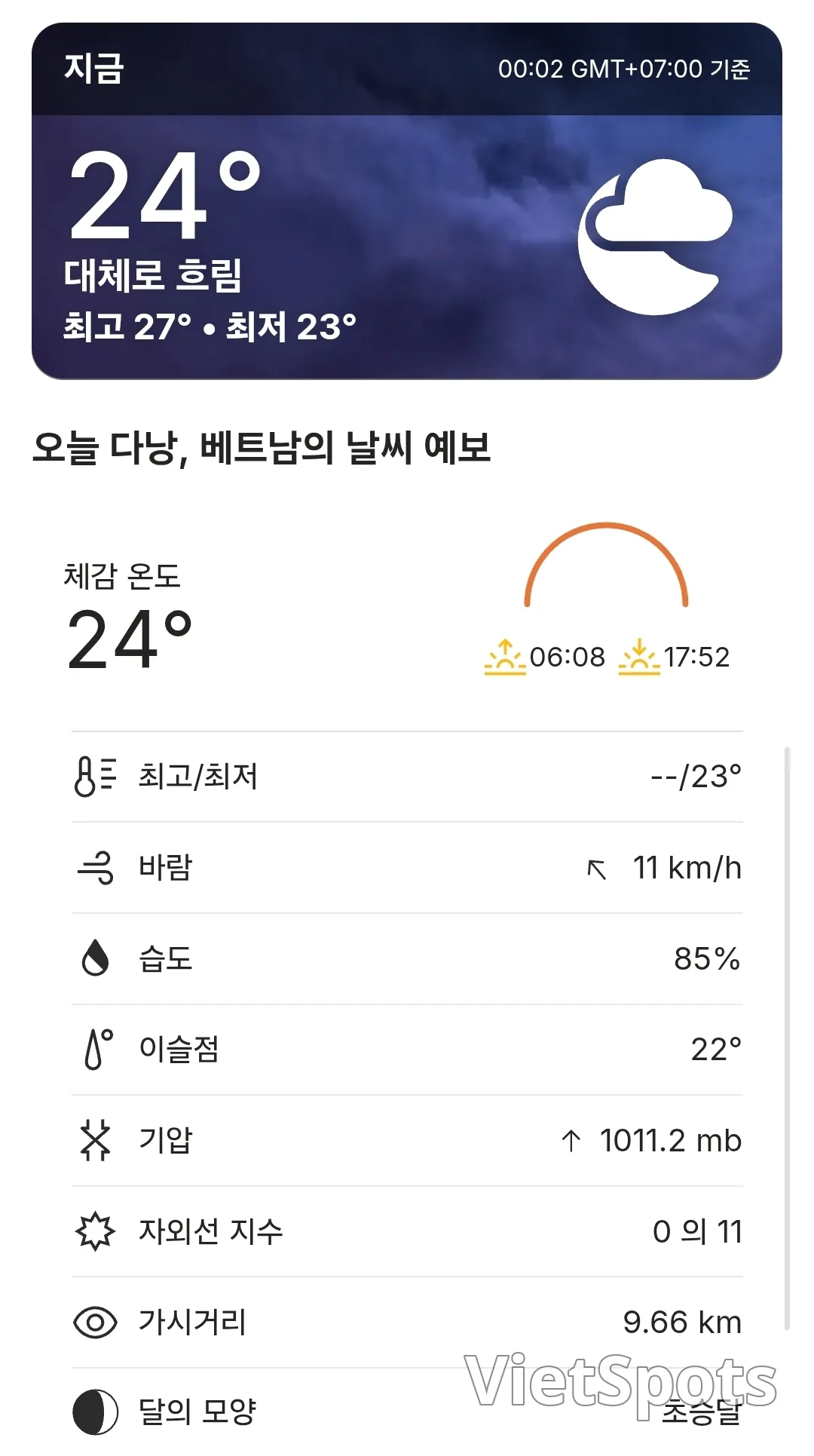 🌈今日峴港天氣預報 (260223)