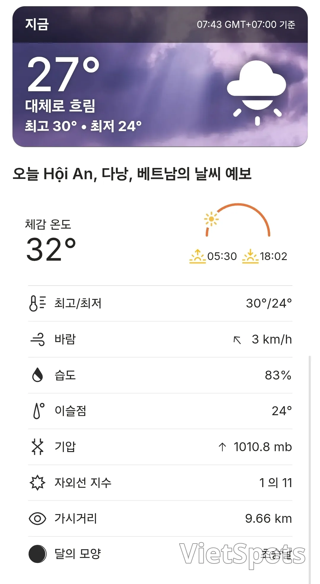 🌈今日のホイアンの天気予報 (260418)
