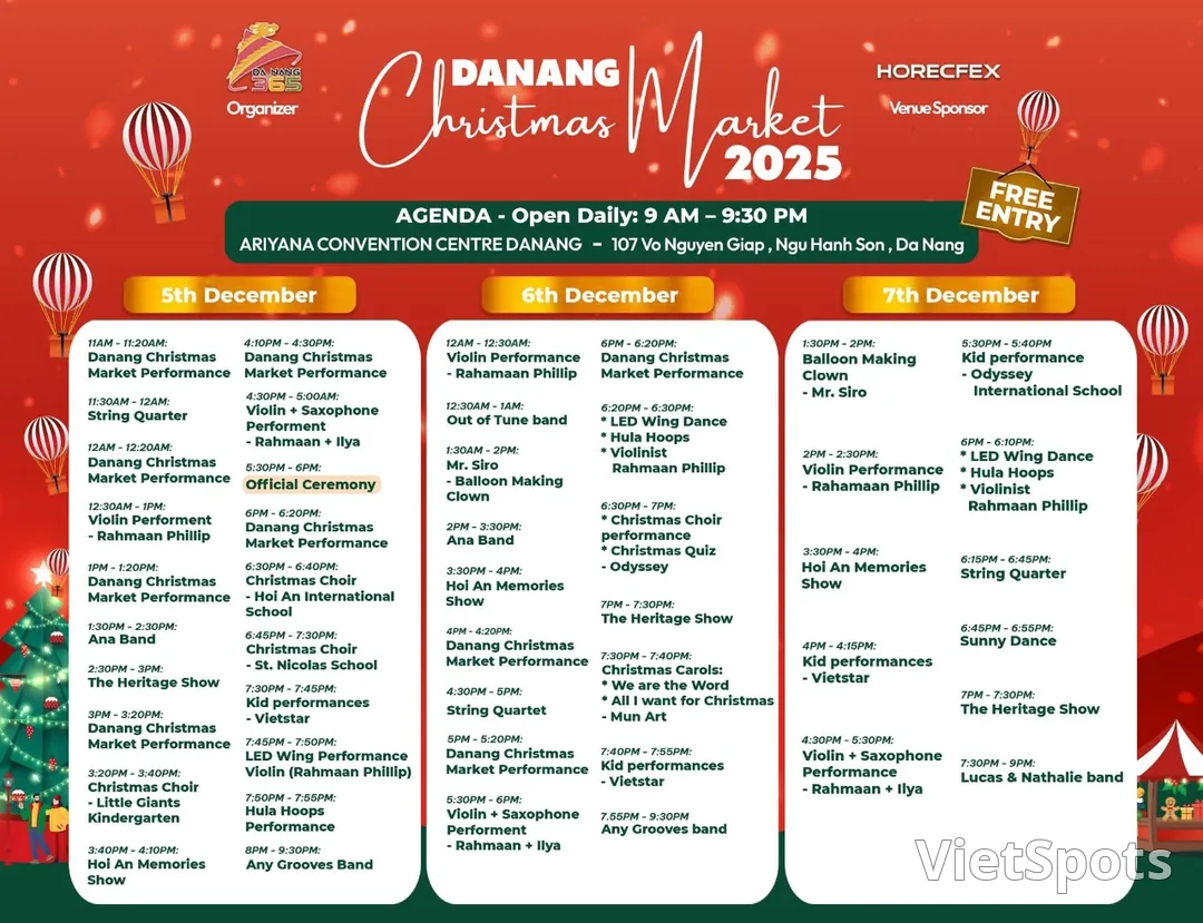 (Thông tin) 🎄 Chợ Giáng Sinh Đà Nẵng 2025 🎄 – Lịch trình chính thức