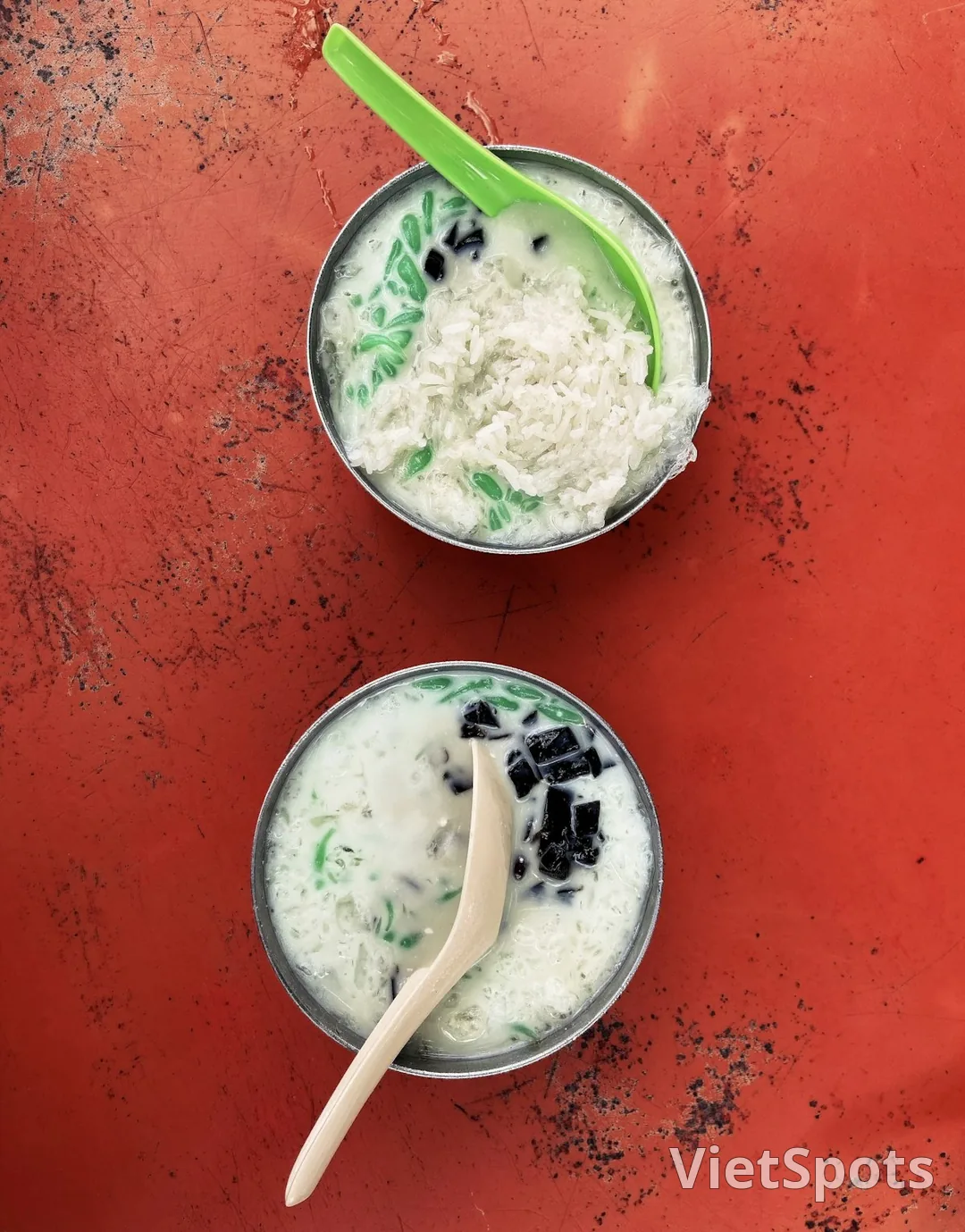 Chè cendol/xoa xoa — 2 chén thạch xanh + cốt dừa + jelly đen