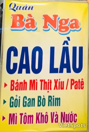 Bảng menu một quán cao lầu ở Hải Châu