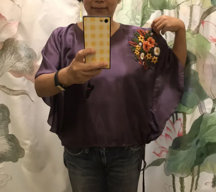シルク刺繍シャツ