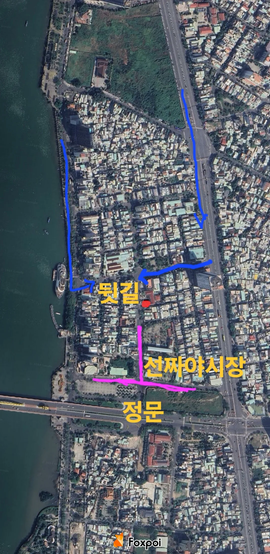 Tọa độ đường sau khi chợ Sen Tsai đông đúc