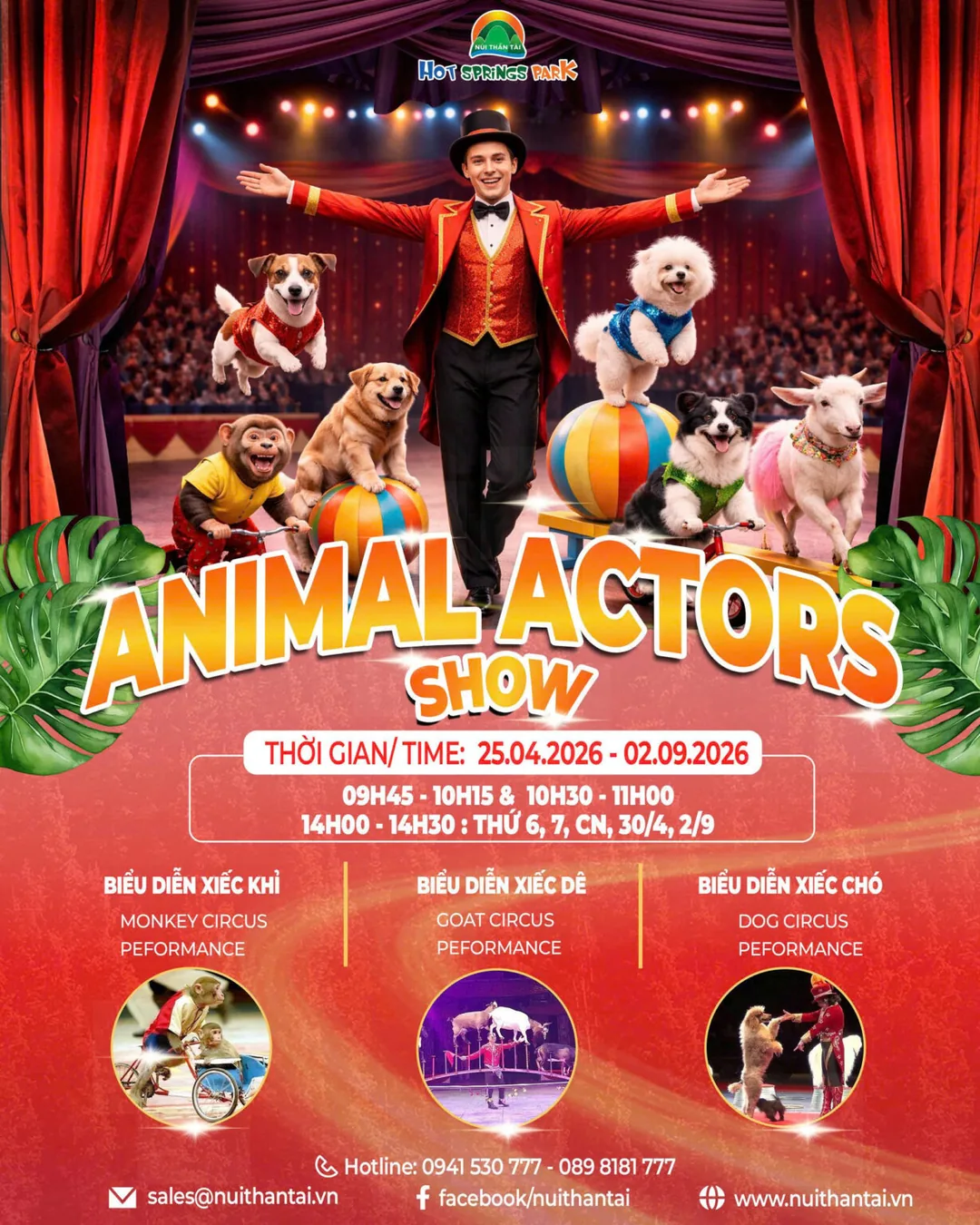 🎪 (Thông tin) Thông báo tổ chức 'Animal Actors Show' tại Công viên Hot Springs (25/4~2/9)