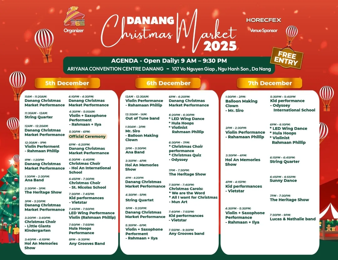 (Thông tin) 🎄 Chợ Giáng Sinh Đà Nẵng 2025 🎄 – Lịch trình chính thức