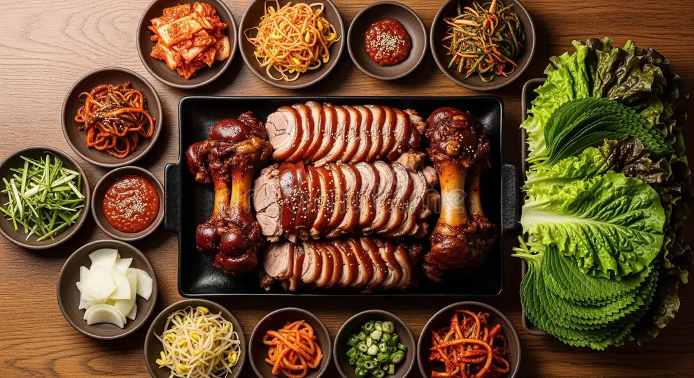 Large jokbal + makguksu for 2 + service (kimchi stew + cup ramen + side dishes and vegetables)