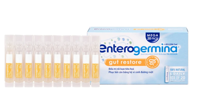 Hỗn dịch uống men vi sinh Enterogermina 4 tỷ/5ml trị rối loạn tiêu hóa cấp và mạn tính (2 vỉ x 10 ống)