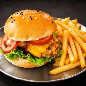 Combo Burger Gà Giòn Phô Mai Cheesy + Khoai tây chiên (M)