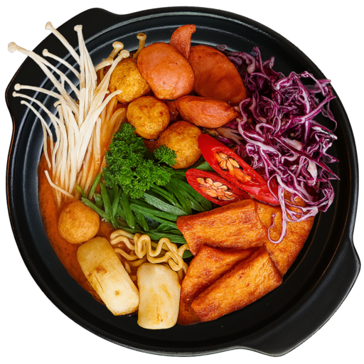 매운 한국식 어묵 국수
