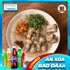 คอมโบโจ๊กหอยนางรมซี่โครงหมู + น้ำอัดลม