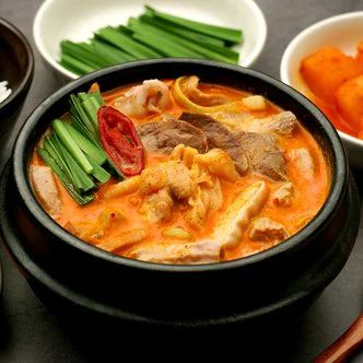 Cơm chan canh lòng & thịt (cay)