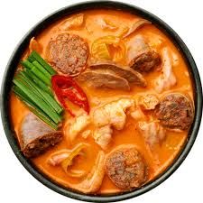 Cơm chan canh sundae & lòng (cay)