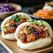 Bánh bao kẹp (thịt heo hoặc gà)