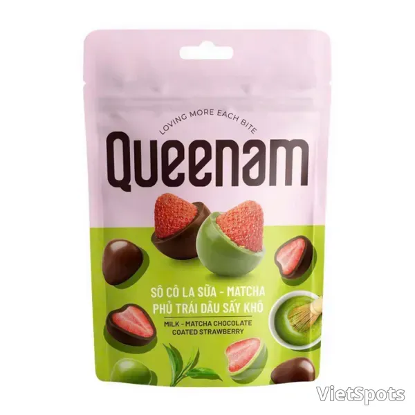 Matcha Milk Chocolate Coated Dried Strawberries (60g Queenam)