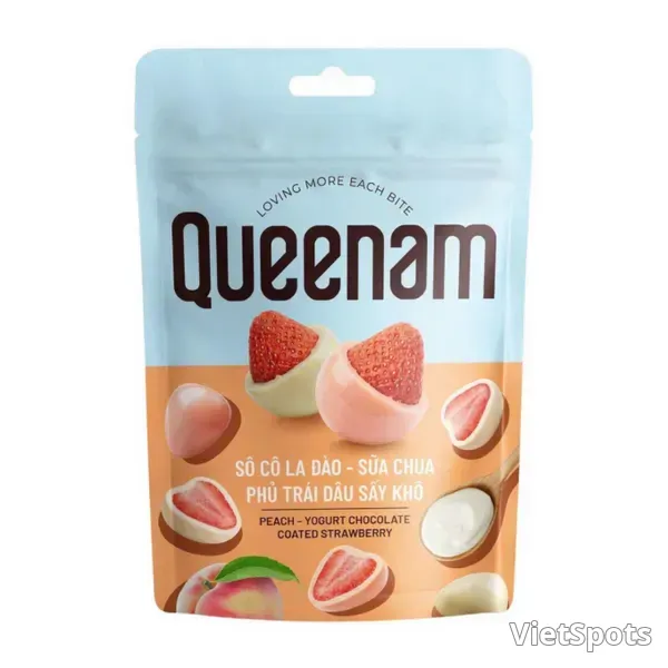 Yogurt Peach Chocolate-Coated Dried Strawberries (60g Queenam)