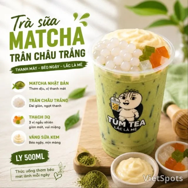 Matcha Milk Tea with White Pearls