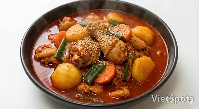 Острая тушёная курица (с 2 порциями риса)