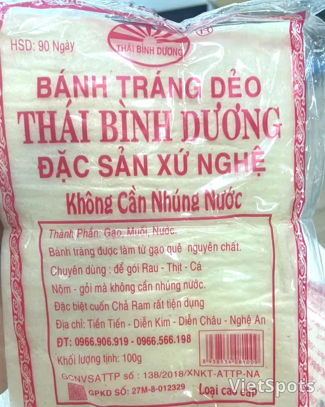 Bánh tráng dẻo Thái Bình Dương không cần nhúng nước 100g