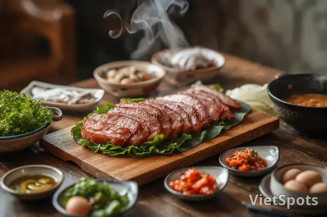 菜包肉(大) + 荞麦面2人份 + 附赠(泡菜汤 + 杯面 + 小菜及蔬菜)