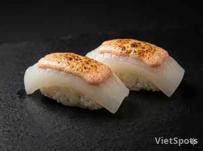 Mentai squid nigiri