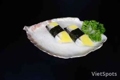 Pressed egg herring nigiri