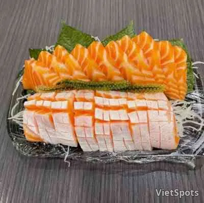 Big salmon sashimi