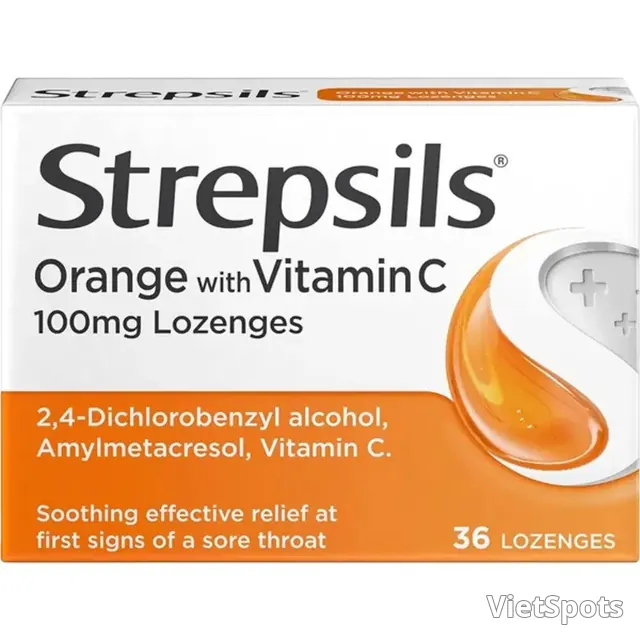 Kẹo Strepsils cam Vitamin C