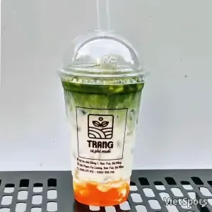 말차 라떼 복숭아