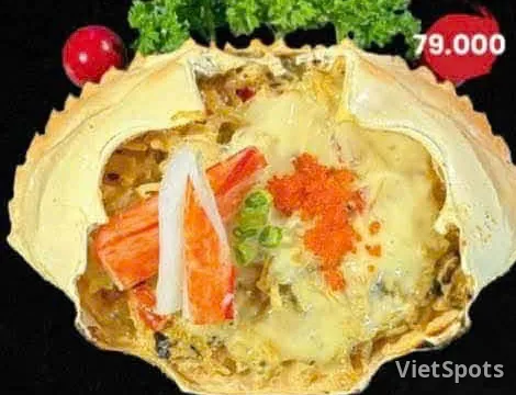 Панцирь краба на гриле с сырным соусом