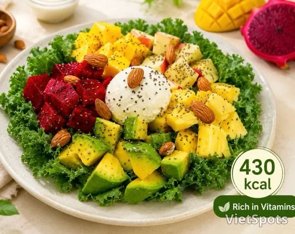 Salad cải kale trái cây & sữa chua Hy Lạp