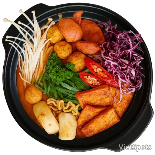 매운 한국식 어묵 국수