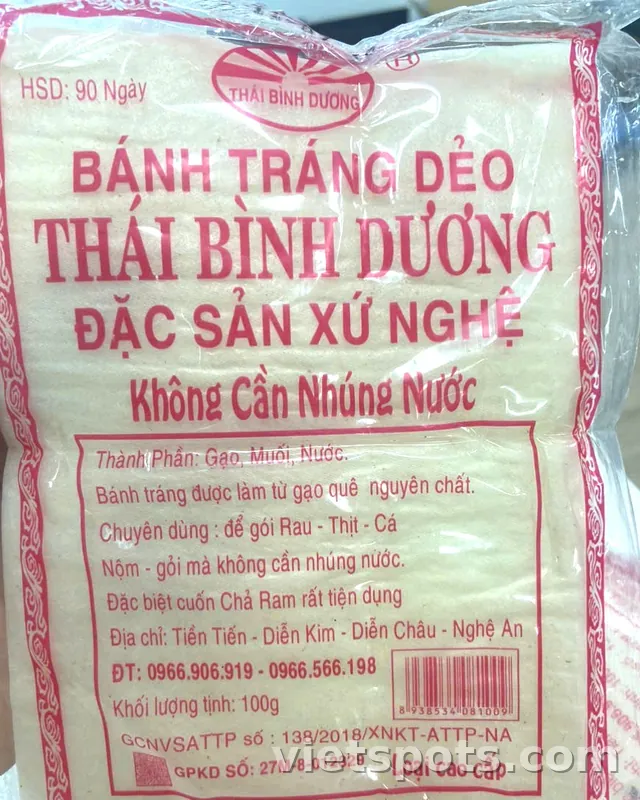 Bánh tráng dẻo Thái Bình Dương không cần nhúng nước 100g