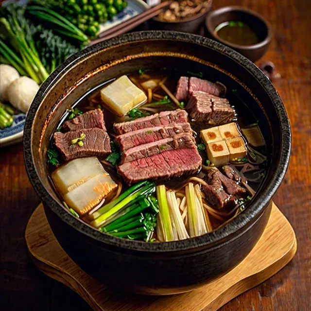 일본산 소고기 팬 핫팟