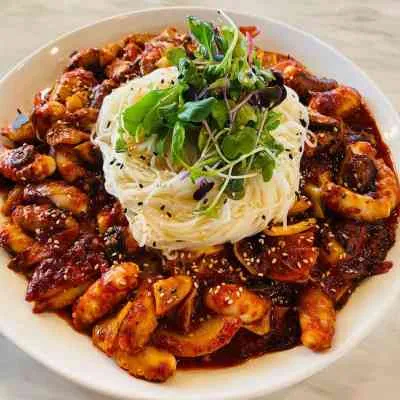 Bạch tuộc xào cay + Mì somen