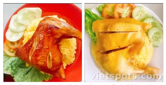 1× Cơm gà quay + 1× Cơm gà luộc