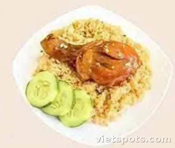 Cơm gà đùi tỏi sốt mắm tỏi