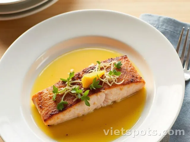 Phi Lê Cá Hồi Áp Chảo Sốt Bơ Cam