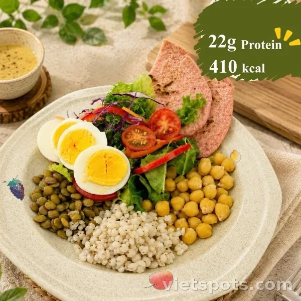Salad đậu superfood & bánh pita yến mạch thanh long