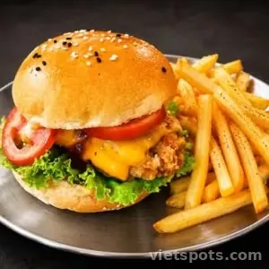 Combo Burger Gà Giòn Phô Mai Cheesy + Khoai tây chiên (M)