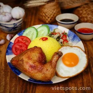 Combo Cơm Gà Mắm Tỏi Đùi Lớn + Trứng Ốp La