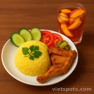 Combo Cơm Gà Mắm Tỏi Đùi + Trà Đào